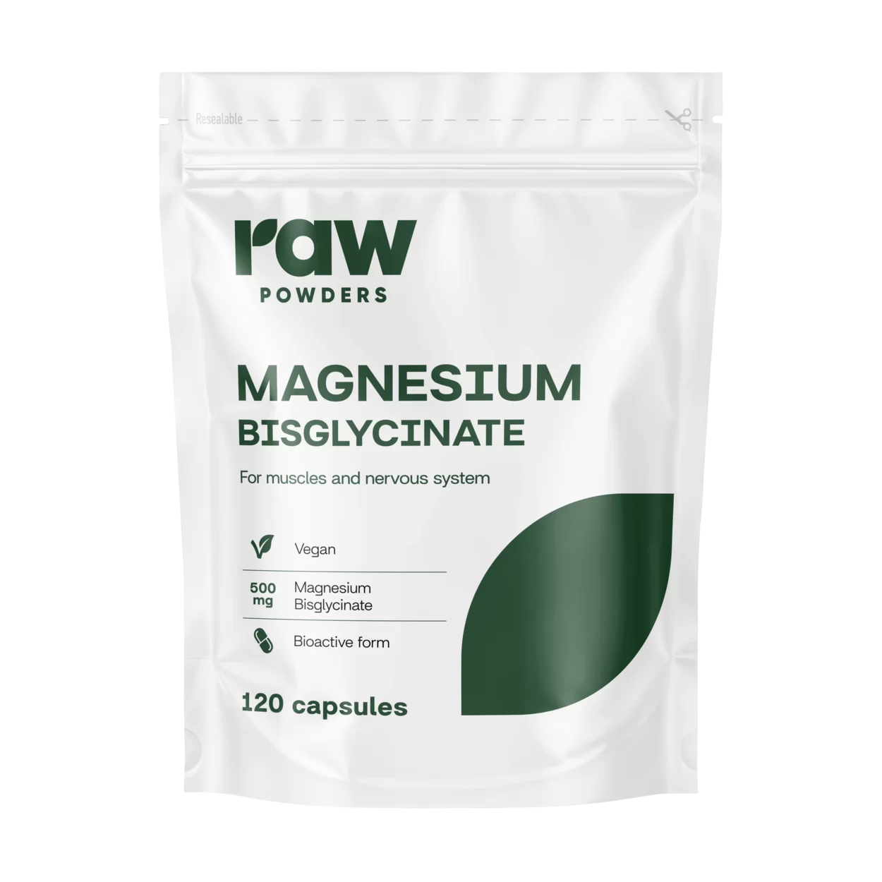 MAGNIS Raw Powders Magnio bisglicinatas 500 mg. 120 kaps.