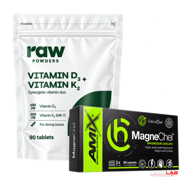 Raw Powders D3 + K2 ir Amix MagneChel MAGNIO BISGLICINATAS